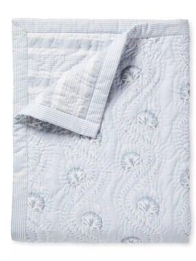 Fairhope Cotton Voile Coverlet By Serena And Lily, Sky Sz Q + BONUS SHAM!